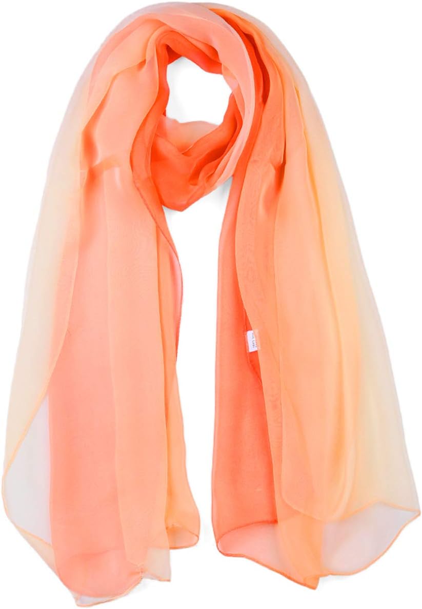 Lang Chiffon Leicht Gradient Farbe Schal Frühling Sommer Weich für Frauen